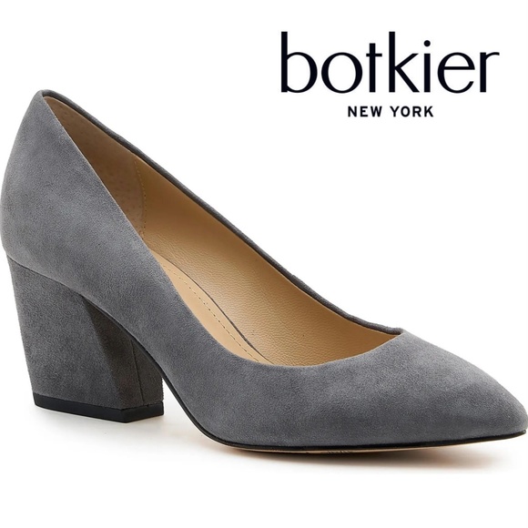 Botkier Shoes - BOTKIER Stella Gray Suede Leather Block Heel Pointed Toe Heels Pumps